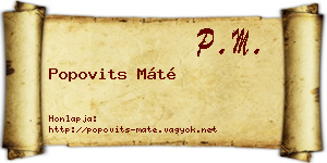 Popovits Máté névjegykártya